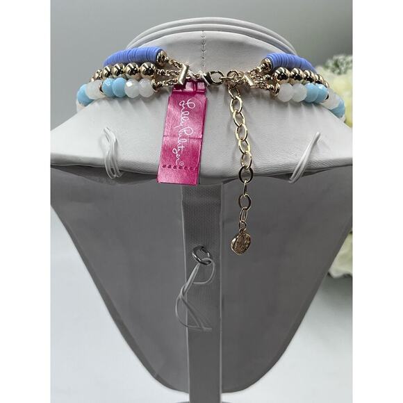Lilly‎ Pulitzer Lilly "HI SUMMER" Blue Green Beaded Triple Strand Necklace New - Picture 9 of 13